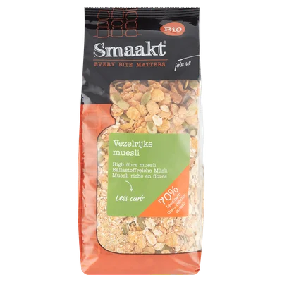 Smaakt Muesli less carb biologisch Zak 500 g
