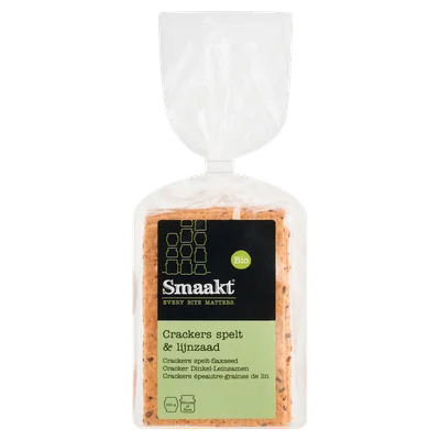Smaakt Crackers spelt &amp; lijnzaad bio Zak 200 g