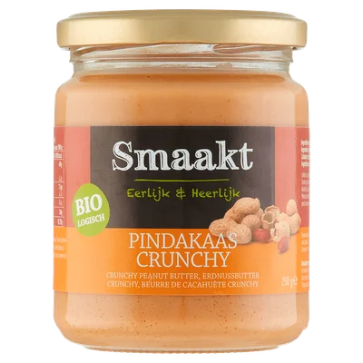 Smaakt Pindakaas crunchy biologisch Pot 250 g