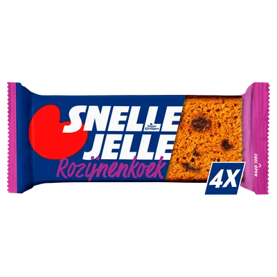Snelle Jelle Ontbijtkoek rozijnenkoek 4 stuks Wikkel 260 g