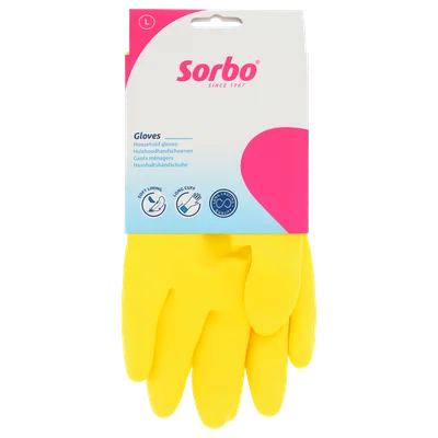 Sorbo Huishoudhandschoen geel L Kaart 93 g