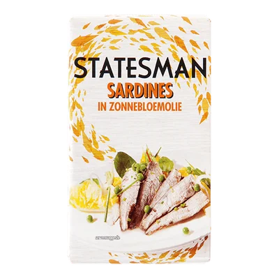 Statesman Sardientjes in zonnebloemolie Doos 120 g