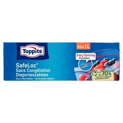 Toppits Safeloc Zip Diepvrieszakken 1L Doos 20 st