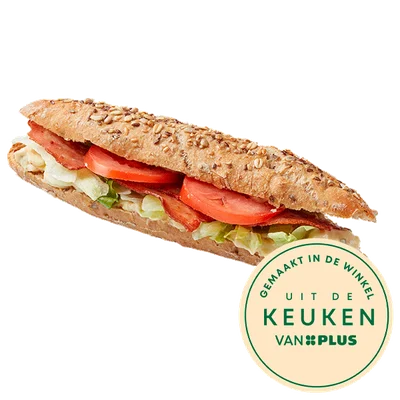 Uit de keuken van PLUS Meergranen baguette kaas bacon Stuk 1 st