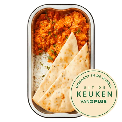 Uit de keuken van Butter chicken met rijst en naanbrood 450 gram