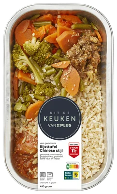 Uit de keuken van PLUS Rijsttafel Chinese stijl Bakje 450 g