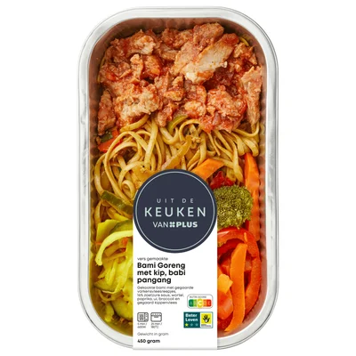 Uit de keuken van PLUS Bami Goreng met babi pangang Bakje 450 g