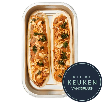 Uit de keuken van Ovenbroodje Gehaktbal met satésaus