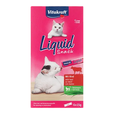 Vitakraft Liquid snack rund &amp; kattengras Pak 6 st