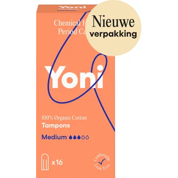 Yoni tampons medium 100% biologisch katoen 16 stuks