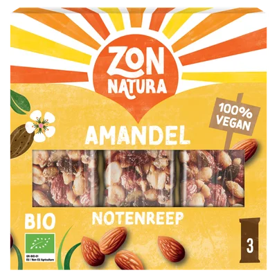 Zonnatura Biologische notenmix reep amandel 3 stuks