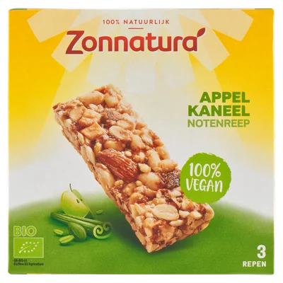 Zonnatura Biologische notenreep appel kaneel 3 stuks