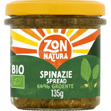 Zonnatura Biologische Groentespread Spinazie 135 g