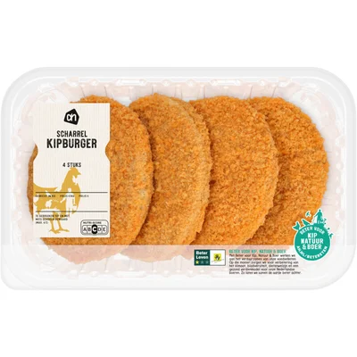 AH Scharrel kipburger gepaneerd 4 stuks