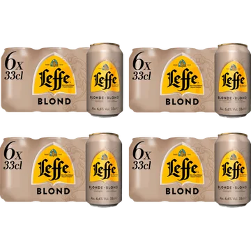 Leffe - Blond Belgisch Abdijbier - Blik - 4 x 6 x 330ML