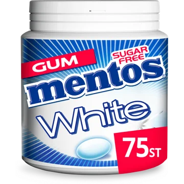 Mentos Gum White Cool Mint Suikervrij Pot 75 stuks 