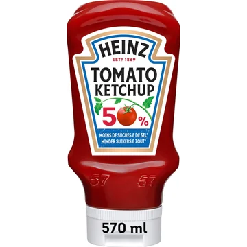 Heinz Tomaten Ketchup 50% Minder Suikers & Zout 570 ml