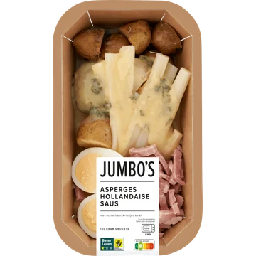 Jumbo's Verse Maaltijd Asperges Hollandaise Saus met Achterham, Krieltjes en Ei 450 g