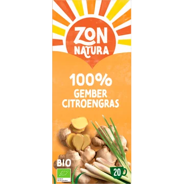 Zonnatura Bio 100% Gember Citroengras 20 Zakjes 30 g