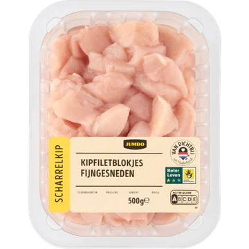 Jumbo Scharrelkip Kipfiletblokjes Fijngesneden 500 g