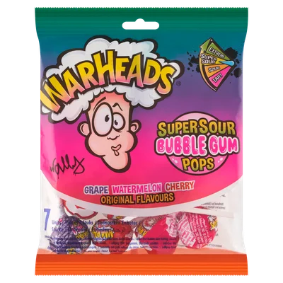 Warheads Super Sour Bubble Gum Pops