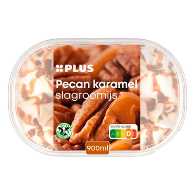 PLUS slagroomijs pecan karamel