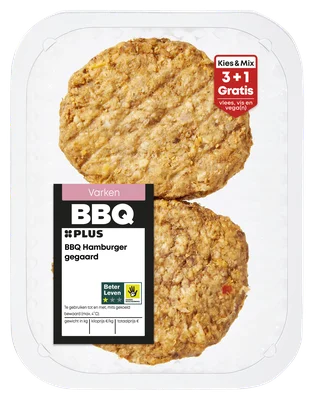 PLUS Boerentrots BBQ Hamburger gegaard 4 stuks