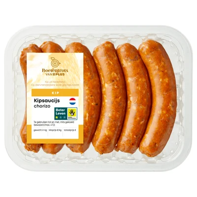 PLUS Boerentrots Kipsaucijs chorizo