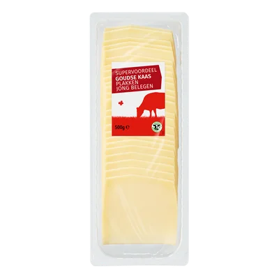 Neutraal Gouda plakken jong belegen 500 gram