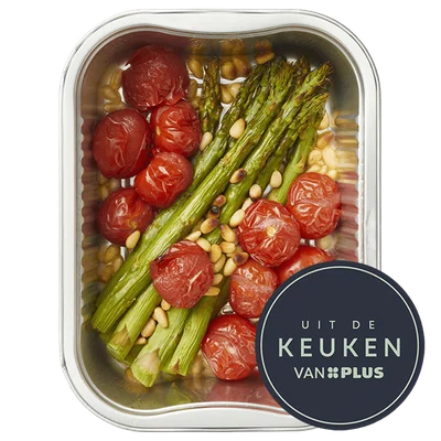Uit de keuken van PLUS Groene asperges met tomaat