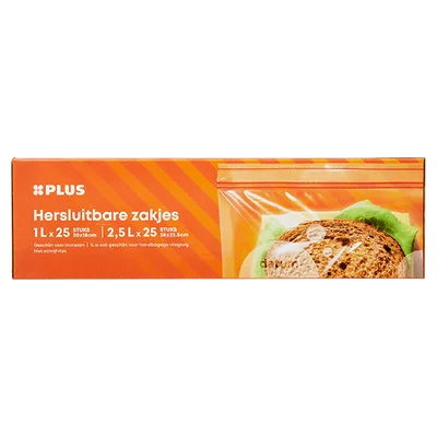 PLUS Hersluitbare zakjes 1L / 2,5L