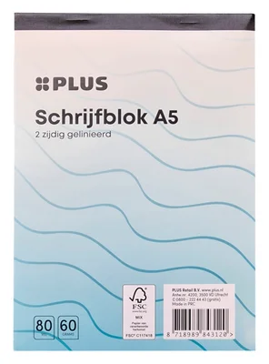 PLUS Schrijfblok A5 80 vel