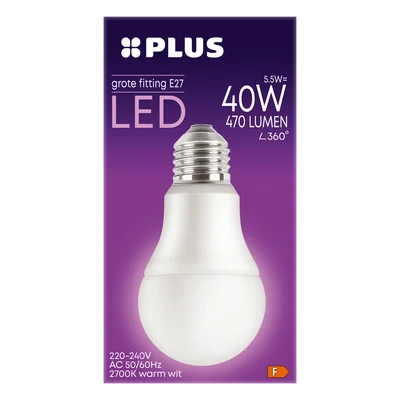 PLUS LED 40W std E27 grote fitting mat
