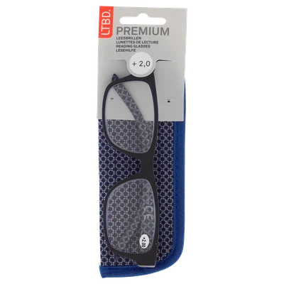 LTBD Premium leesbril blauw etui +2