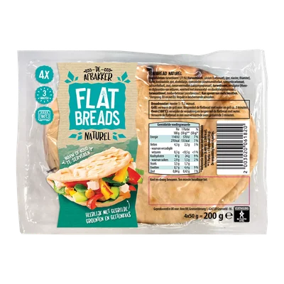 Aanbieding van 27.04 DE AFBAKKER 4-pack flatbreads naturel