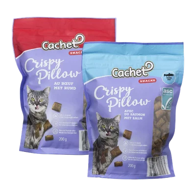 Aanbieding van 27.04 CACHET Crispy pillow snacks