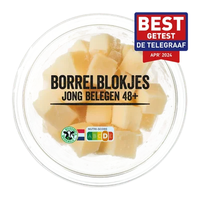Aanbieding van 01.05 Borrelblokjes 48+ jong belegen