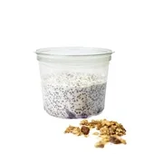 Bloemcool overnight oats met blauwe bessen