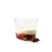 Bloemcool soja yoghurt met aardbei en choco granola