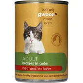 G'Woon diervoeder brokjes gelei in rund en lever voor katten