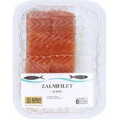 Neutraal zalm filet op huid