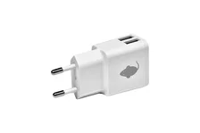 USB Laadstekker wit 2.4A/5V 2x USB 100 - 240Vac.