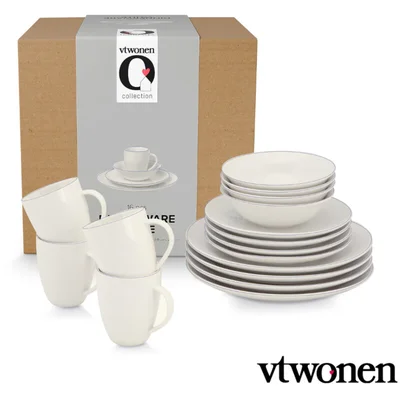 vtwonen White blue line servies 16delig