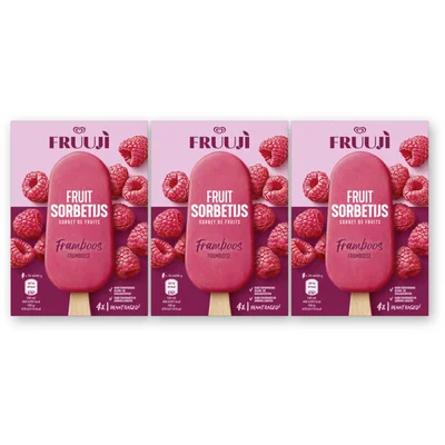 Ola Fruuji sorbetijs framboos 3-pack