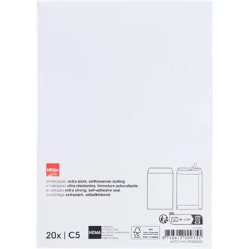 HEMA Enveloppen Extra Sterk Zelfklevende Sluiting C5 20 Stuks 
