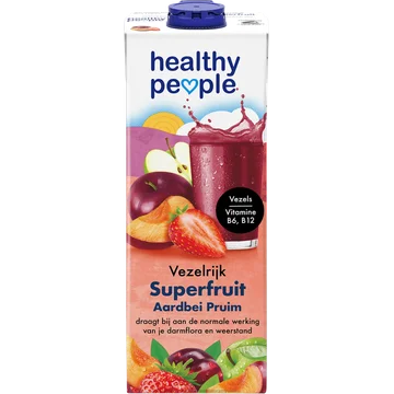 Healthy People Vezelrijk Superfruit Aardbei Pruim 1 L