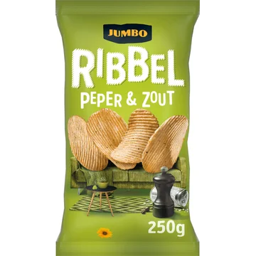 Jumbo Ribbel Chips Peper & Zout 250 g