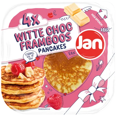 Jan American pancakes witte chocola framboos 4st.