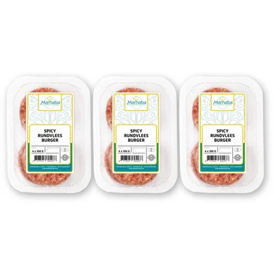 Marhaba Spicy rundvlees burger 3-pack