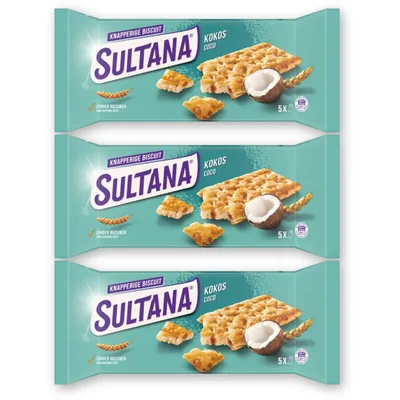 Sultana Knapperige biscuit kokos 3-pack